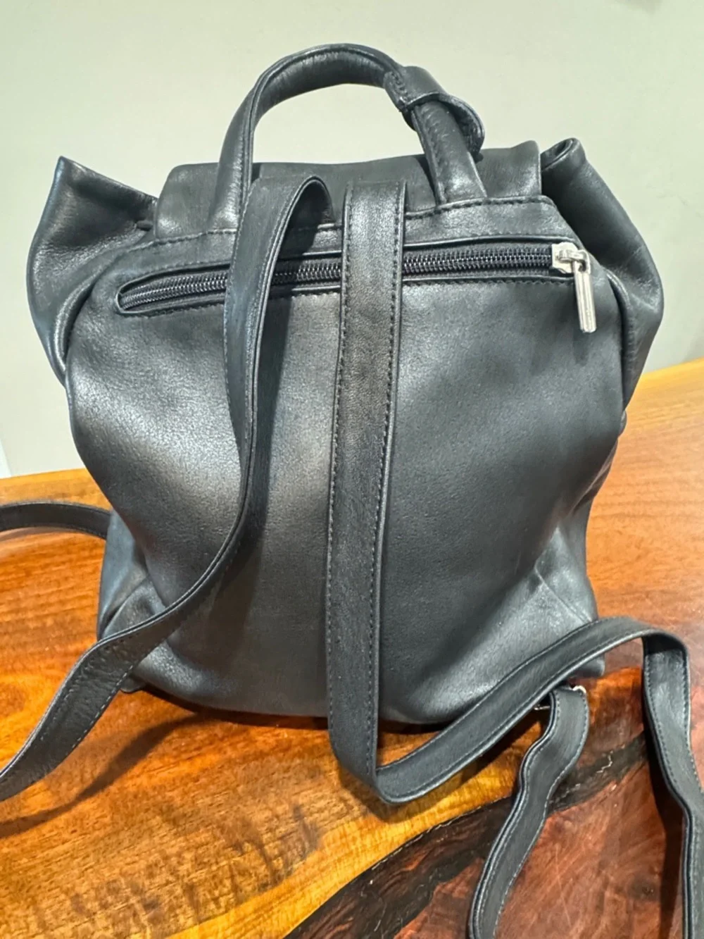 Bruno Rossi Vintage Black Leather Backpack Bag - Made in Italy